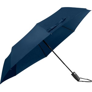 EgotierPro 38537RE - Automatic RPET Umbrella, 95cm, Fiberglass Ribs OPEN&CLOSE Navy Blue