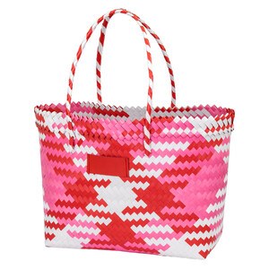 EgotierPro 39031 - Large Capacity Braided Plastic Beach Bag COAST Red