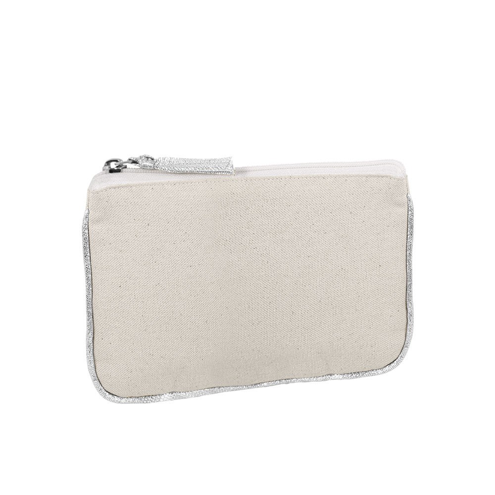EgotierPro 39512 - Canvas Cotton Toilet Bag with Metallic Accents PRETTY