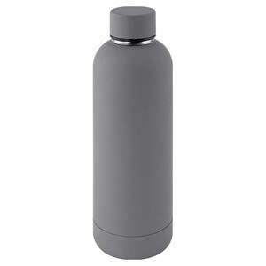 EgotierPro 50636 - 500 ml Double Wall Rubber-Finish Bottle RUBBER Grey