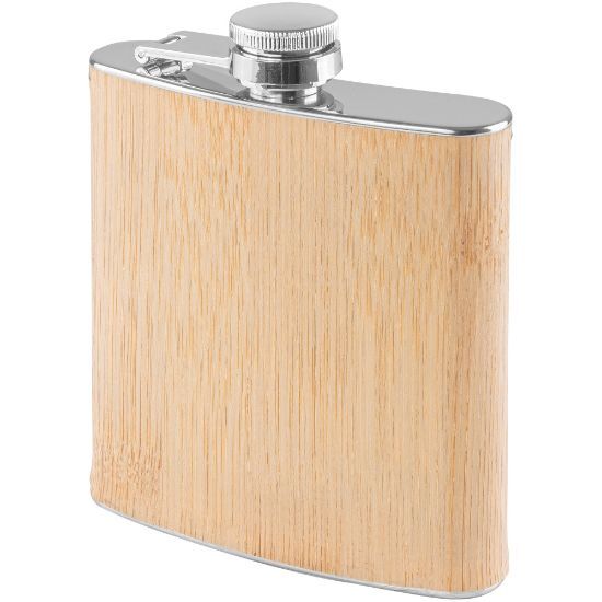 EgotierPro 52525 - Bamboo-Finish Steel Hip Flask, 160ml HAK