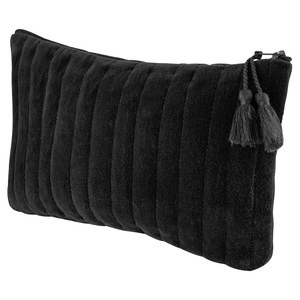 EgotierPro 52562 - Velvety Flat Toilet Bag with Fine Stitching VOLGA Black