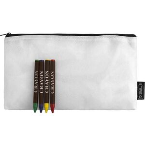 EgotierPro 53039 - RPET Case with 4 Wax Crayons MATERNELLE White